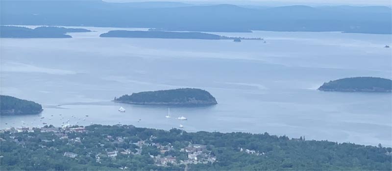 View of Bar Harbor, Maine from Cadillac Mountain
