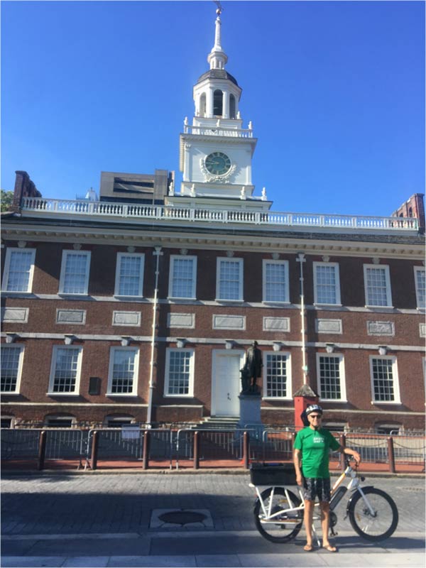 JP with Sunride, Jr. in front of Independence Hall